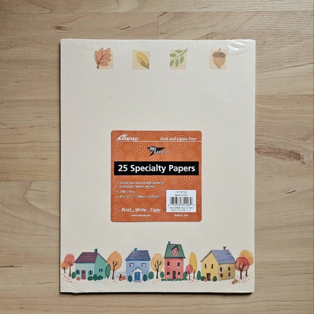 NWT AMPAD Stationery Paper "Fall Homes"